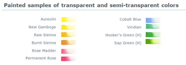 Một số mẫu màu Transparent và Semi-transparent